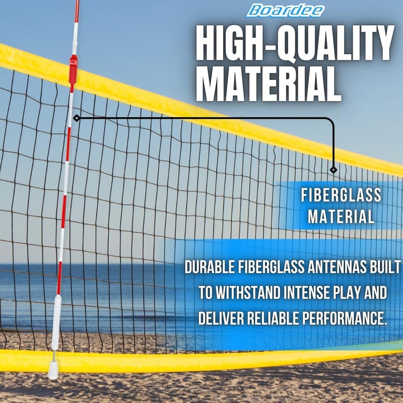 BOARDEE Clamp-On Volleyball Net Antenna Set – Fits 1 m - 39" Nets – Sports Equipment – Net Antennas for Court and Beach Play – Volleyball Referee Equipment - Image 4